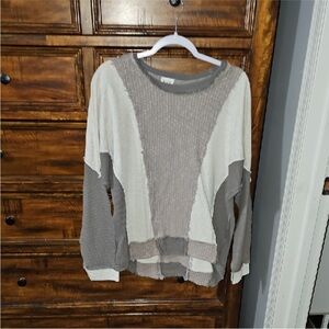 BKE Women’s Textured Knit Sweater Long Sleeve Oversized Sz XS